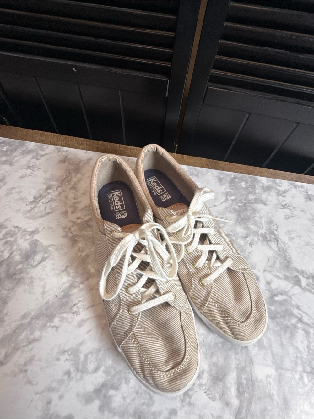 Keds Neutral Beige Canvas Sneakers with Cream Laces